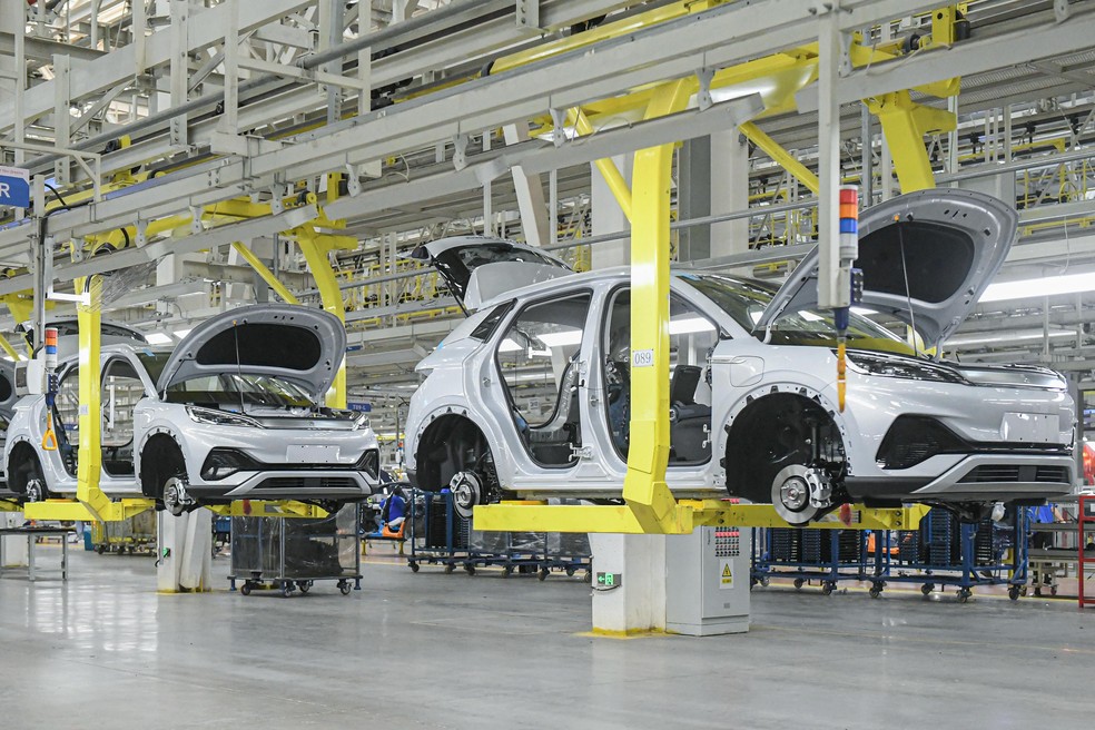 Chinese company BYD’s assembly line in Hefei: the company had produced 6 million vehicles by last year — Foto: Costfoto/NurPhoto via Getty Images