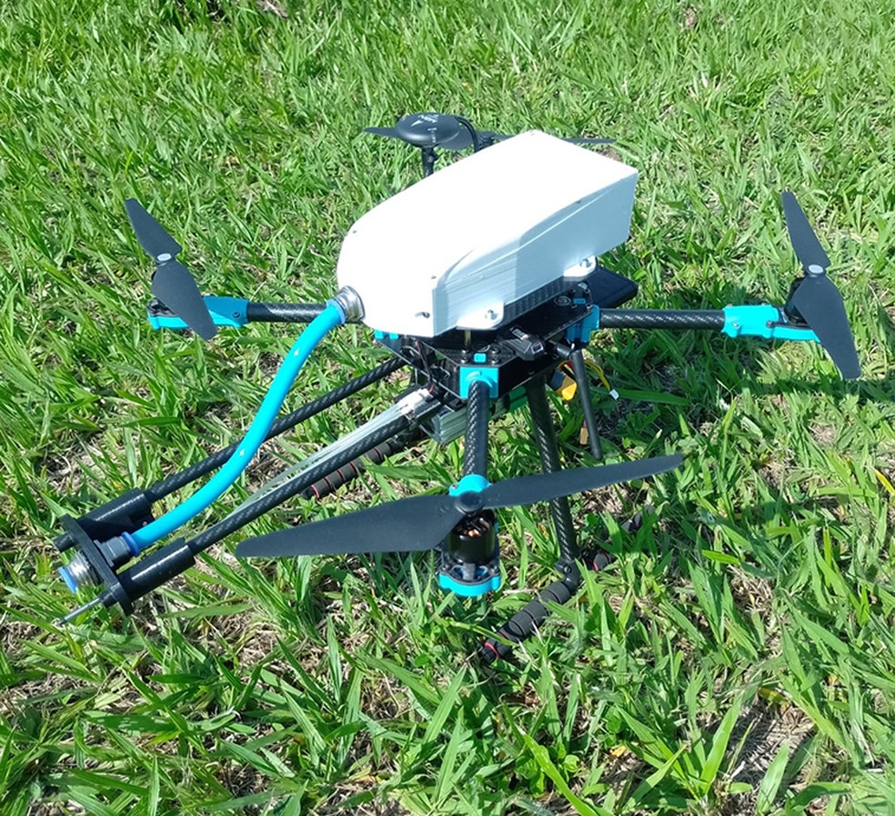 Drone uses sensors and artificial intelligence systems to measure concentration of greenhouse gases — Foto: Divulgação